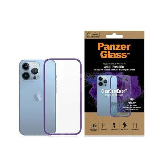 Case IPHONE 13 PRO PanzerGlass ClearCase Antibacterial Military (0337) Grade Grape