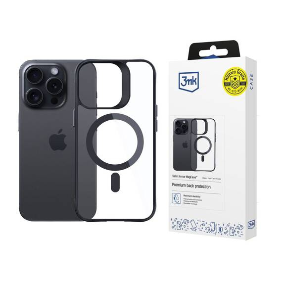 Case APPLE IPHONE 15 PRO MAX 3mk Satin Armor MagCase black