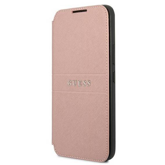 Original Case SAMSUNG GALAXY S22+ PLUS Guess Book Saffiano Stripes (GUBKS22MPSASBPI) pink