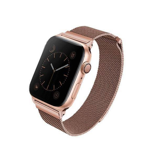 Strap for APPLE WATCH 4 / 5 / 6 / 7 / 8 / SE (38 / 40 / 41 MM) UNIQ Dante Stainless Steel gold & pink