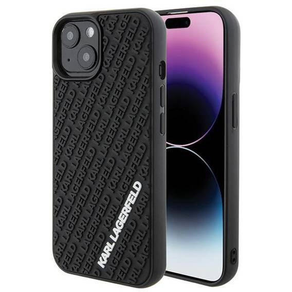 Oryginalne Etui APPLE IPHONE 15 Karl Lagerfeld Hardcase 3D Rubber Multi Logo (KLHCP15S3DMKRLK) czarne