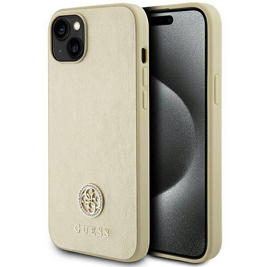 Oryginalne Etui APPLE IPHONE 15 Guess Hardcase Leather 4G Metal Logo Strass
 (GUHCP15SPS4DGPD) złote