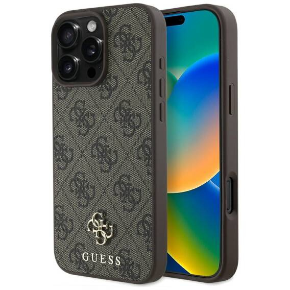 Case IPHONE 16 PRO Guess HC PU 4G Small 4G & Classic brown