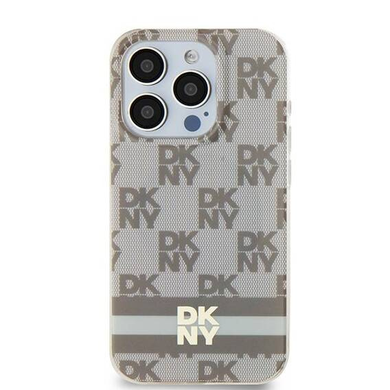 Original Case IPHONE 11 / XR DKNY Hardcase IML Checkered Mono Pattern & Printed Stripes MagSafe (DKHMN61HCPTSE) beige