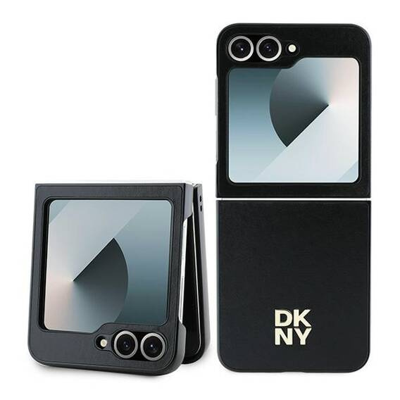 Oryginalne Etui SAMSUNG GALAXY Z FLIP 6 DKNY Leather Metal Stack Logo (DKHCZF6PSMCSLK) czarne
