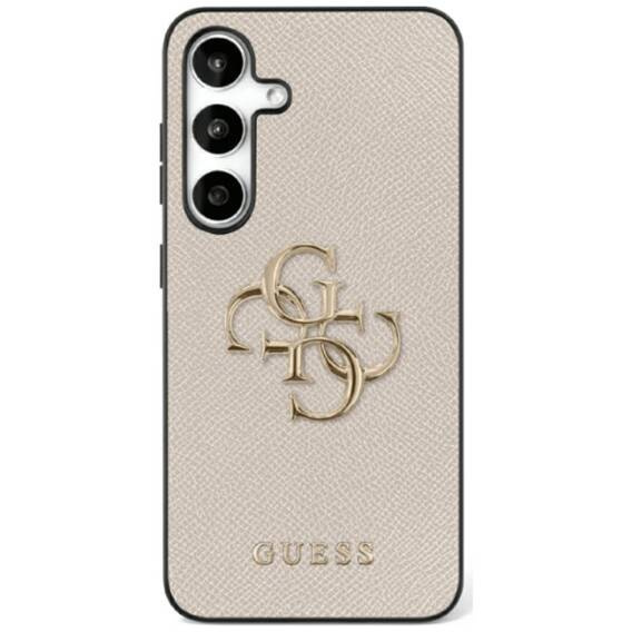 Case SAMSUNG GALAXY S25 Guess Grained Big 4G Logo Small Classic Logo beige