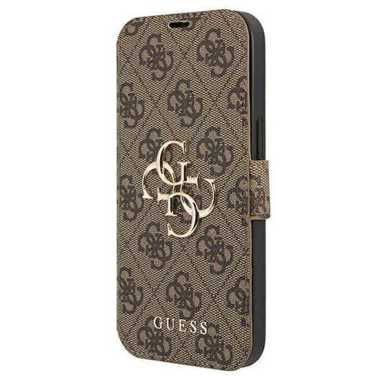 Oryginalne Etui IPHONE 13 PRO Guess Book 4G Big Metal Logo (GUBKP13L4GMGBR) brązowe