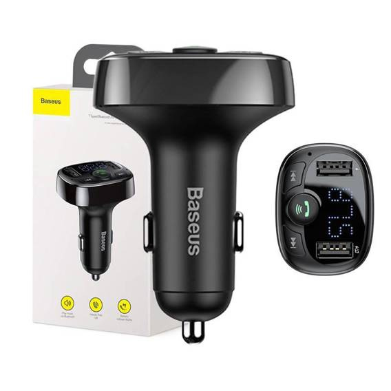 Transmiter FM Baseus T typed Bluetooth 2xUSB microSD (czarny)