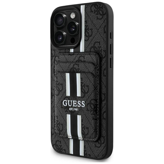 Original Case IPHONE 16 PRO MAX Guess 4G Stripes with Magsafe Wallet black