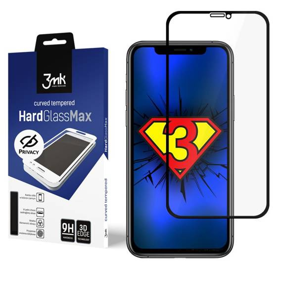 Szkło Hartowane 5D IPHONE 11 / XR 3MK Hard Glass Max Privacy czarne