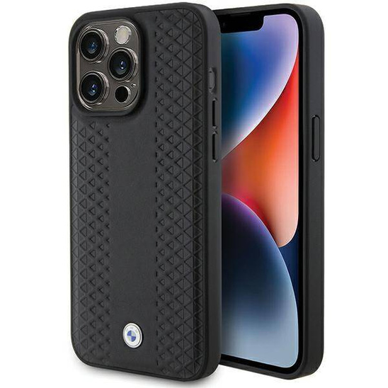 Original Case APPLE IPHONE 15 PRO MAX BMW Leather Diamond Pattern (BMHCP15X22RFGK) black