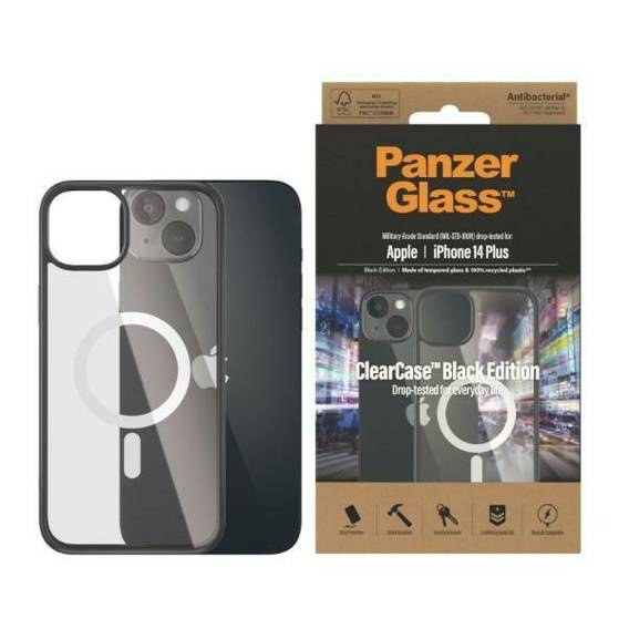 Etui IPHONE 14 PLUS PanzerGlass ClearCase Antibacterial (0415) czarne