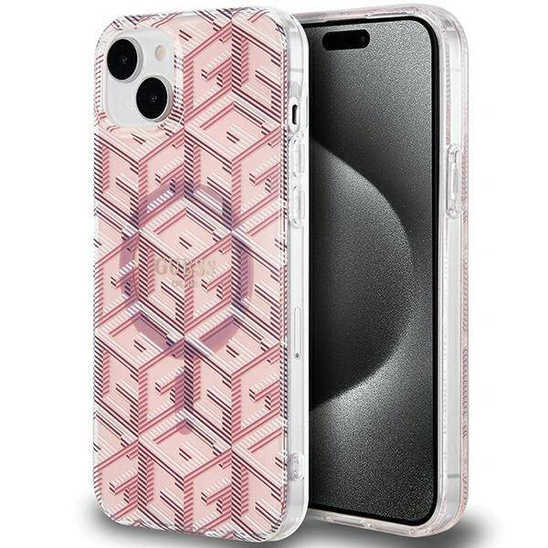 Oryginalne Etui IPHONE 14 PLUS / 15 PLUS Guess hardcase IML GCube MagSafe (GUHMP15MHGCUSTGP) różowe