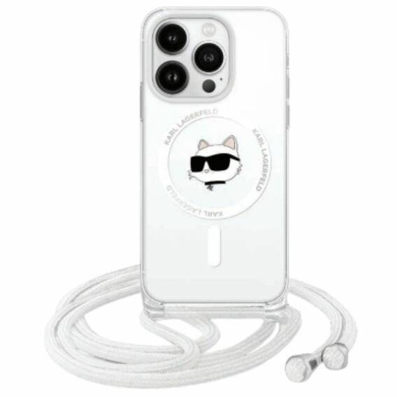 Original Case IPHONE 16 Karl Lagerfeld Hardcase IML Choupette Head & Cord MagSafe (KLHMP16SHCCHNT) transparent