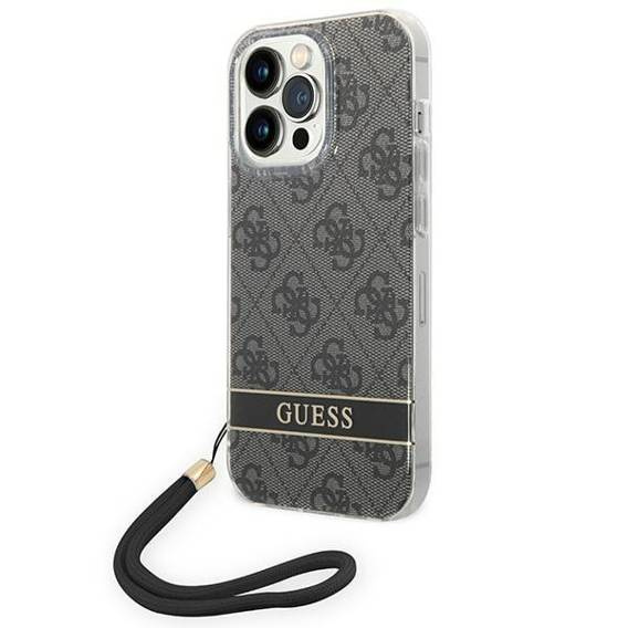 Oryginalne Etui IPHONE 14 PRO Guess Hardcase 4G Print Strap (GUOHCP14LH4STK) czarne