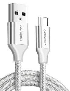 Nickel-plated USB-C cable QC3.0 UGREEN 0.25m (white)