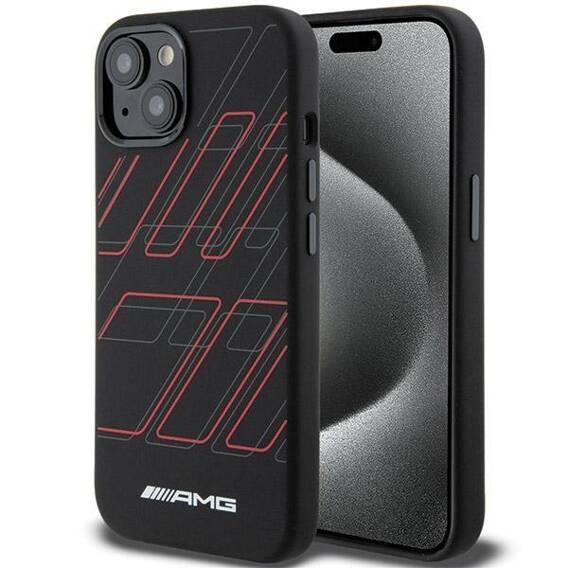 Original Case IPHONE 14 PLUS / 15 PLUS AMG Hardcase Silicone Large Rhombuses Pattern MagSafe (AMHMP15M23SSPK) black