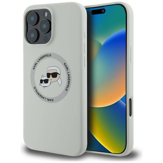 Case IPHONE 16 PRO Karl Lagerfeld Silicone Double Heads&Circle MagSafe beige