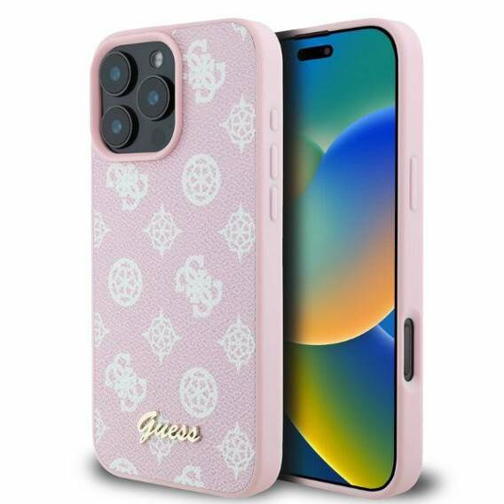 Oryginalne Etui IPHONE 16 PRO MAX Guess Hardcase Peony Script MagSafe (GUHMP16XPGPYSP) różowe