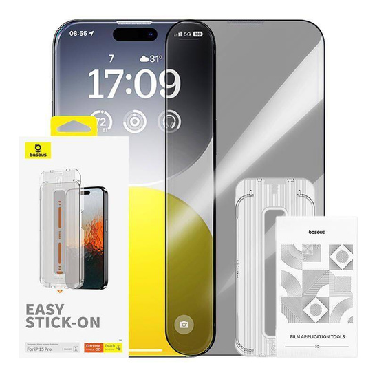 Tempered Glass 5D APPLE IPHONE 15 PRO Baseus Sapphire Glass Privatizing black