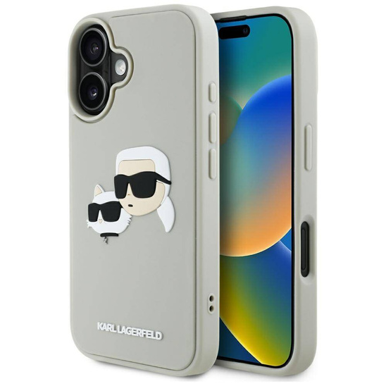 Etui IPHONE 16 Karl Lagerfeld HC 3D Rubber Double Heads beżowe