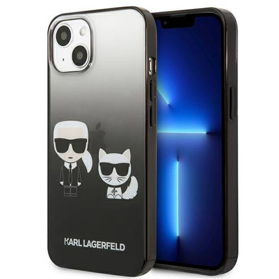 Original Case IPHONE 13 MINI Karl Lagerfeld Hardcase Gradient Ikonik Karl & Choupette (KLHCP13STGKCK) black