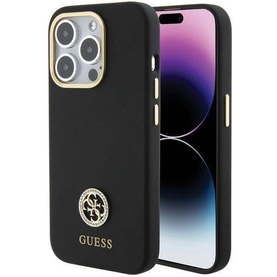 Oryginalne Etui APPLE IPHONE 15 PRO Guess Hardcase Silicone Logo Strass 4G (GUHCP15LM4DGPK) czarne