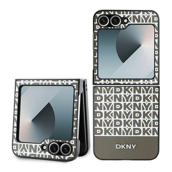 Oryginalne Etui SAMSUNG GALAXY Z FLIP 6 DKNY Repeat Pattern Bottom Stripe (DKHCZF6PSOSPW) brązowe