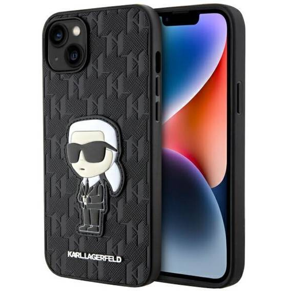 Oryginalne Etui IPHONE 14 PLUS Karl Lagerfeld Hardcase Saffiano Monogram Ikonik (KLHCP14MSAKHPKK) czarne