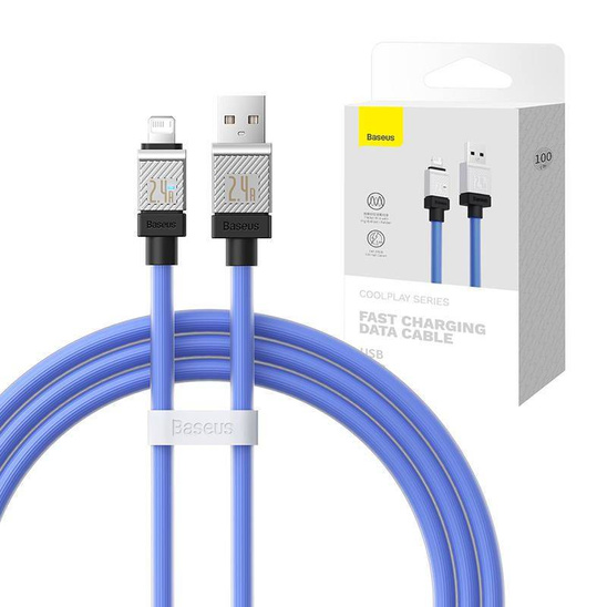 Kabel Fast Chargining 2.4A 1m USB - Lightning Baseus  CoolPlay Series fioletowy