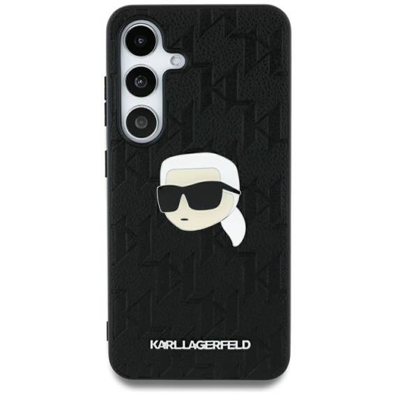 Case SAMSUNG GALAXY S25 ULTRA Karl Lagerfeld Leather Monogram Pin Logo Choupette Head black