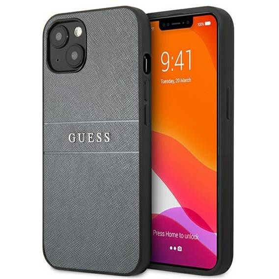 Original Case IPHONE 13 MINI Guess Saffiano Strap (GUHCP13SPSASBGR) gray