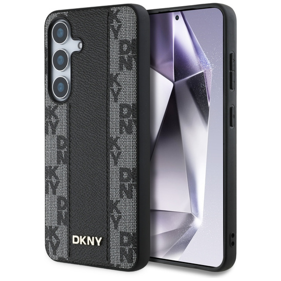 Oryginalne Etui SAMSUNG GALAXY S25 DKNY Leather Checkered Pattern MagSafe czarne