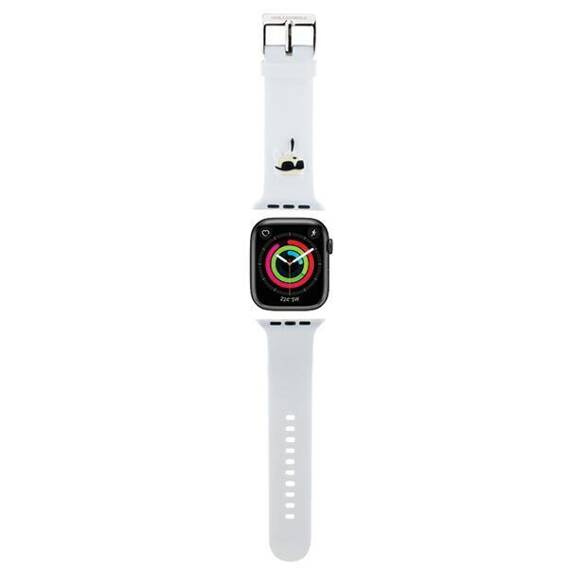 Pasek do APPLE WATCH 4 / 5 / 6 / 7 / 8 / SE / ULTRA (42 / 44 / 45 / 49 MM) Karl Lagerfeld Strap 3D Rubber Karl Head (KLAWLSLKNH) białe