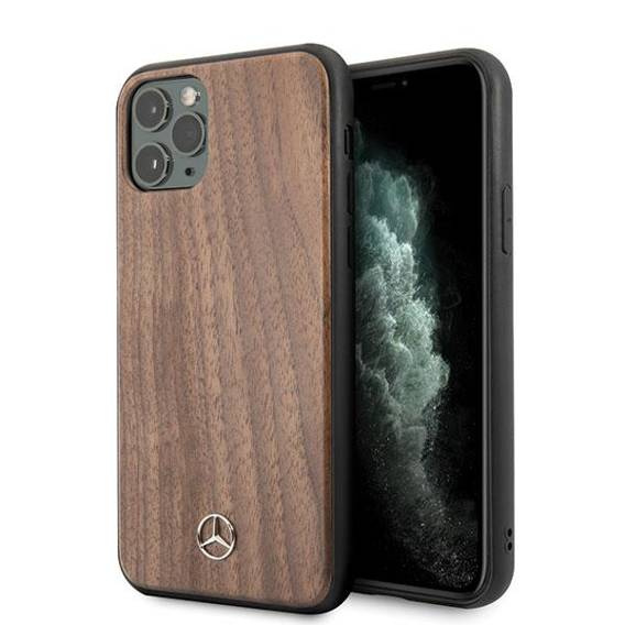 Case IPHONE 11 PRO MAX Mercedes Hard Case Wood Line Walnut (MEHCN65VWOLB) brown