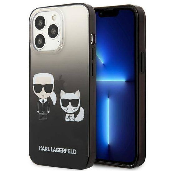 Original Case IPHONE 13 PRO Karl Lagerfeld Hardcase Gradient Ikonik Karl & Choupette (KLHCP13LTGKCK) black