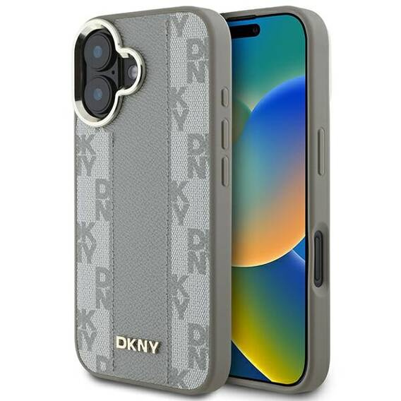 Original Case IPHONE 16 DKNY Hardcase Checkered Pattern MagSafe (DKHMP16SPCPVSLE) beige