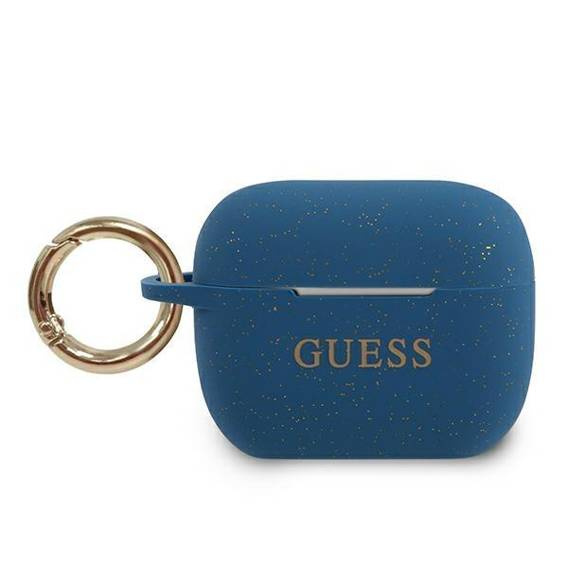 Oryginalne Etui APPLE AIRPODS PRO Guess Silicone Glitter (GUACAPSILGLBL) niebieskie