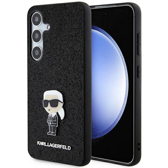 Oryginalne Etui SAMSUNG GALAXY S24 Karl Lagerfeld Hardcase Fixed Glitter Ikonik Logo Metal Pin (KLHCS24SGKNPSK) czarne