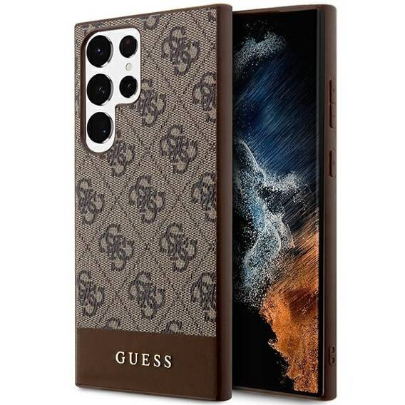 Original Case SAMSUNG GALAXY S24 ULTRA Guess Hardcase 4G Stripe Collection (GUHCS24LG4GLBR) brown