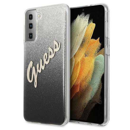 Original Case SAMSUNG GALAXY S21+ Guess Hardcase Glitter Gradient Script (GUHCS21MPCUGLSBK) black