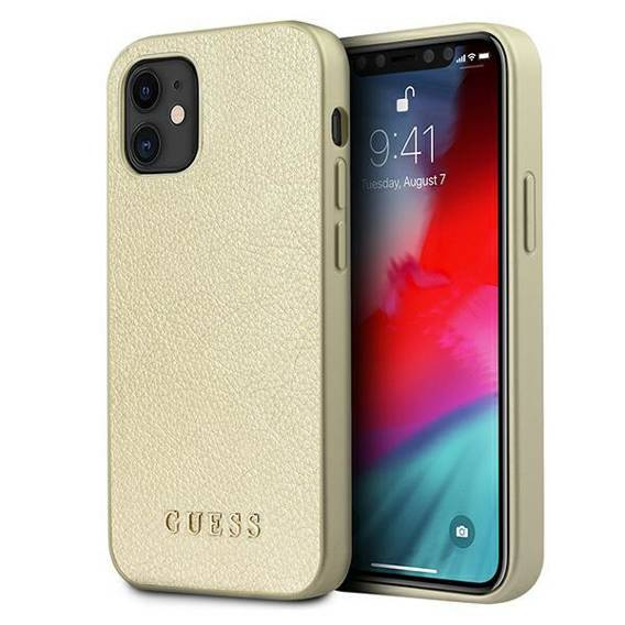 Original Case IPHONE 12 MINI Guess Hardcase Iridescent (GUHCP12SIGLGO) gold