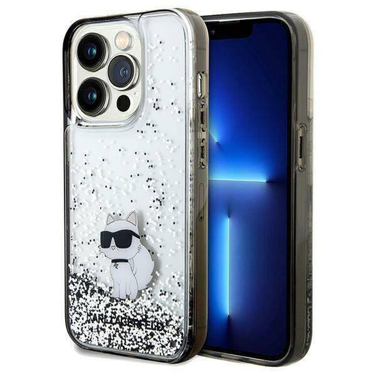 Original Case IPHONE 14 PRO MAX Karl Lagerfeld Hardcase Liquid Glitter Choupette (KLHCP14XLKCNSK) transparent