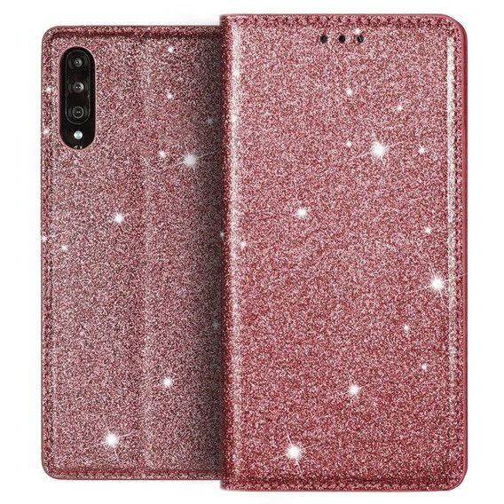 Etui HUAWEI Y6P portfel z klapką Flip Magnet Shine Brokat różowe