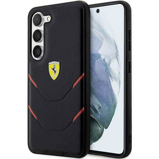 Case SAMSUNG GALAXY S23  Ferrari Hot Stamp Lines (FEHCS23SPBAK) black