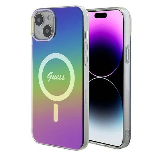 Original Case APPLE IPHONE 15 PLUS Guess Hardcase IML Iridescent MagSafe (GUHMP15MHITSK) multicolored