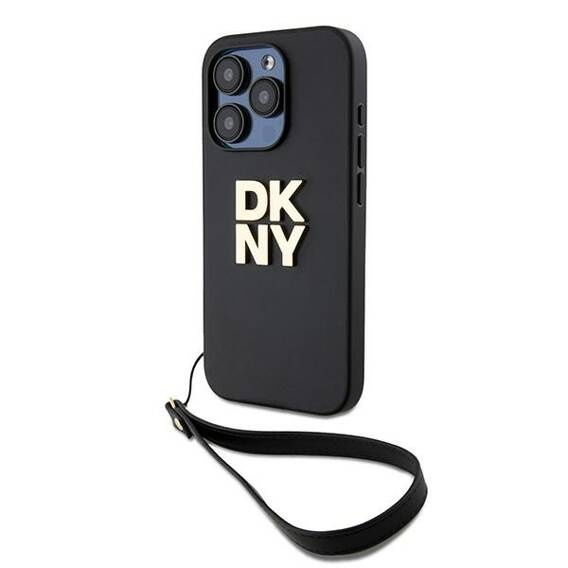 Original Case APPLE IPHONE 15 PRO DKNY Hardcase Wrist Strap Stock Logo (DKHCP15LPBSWSK) black