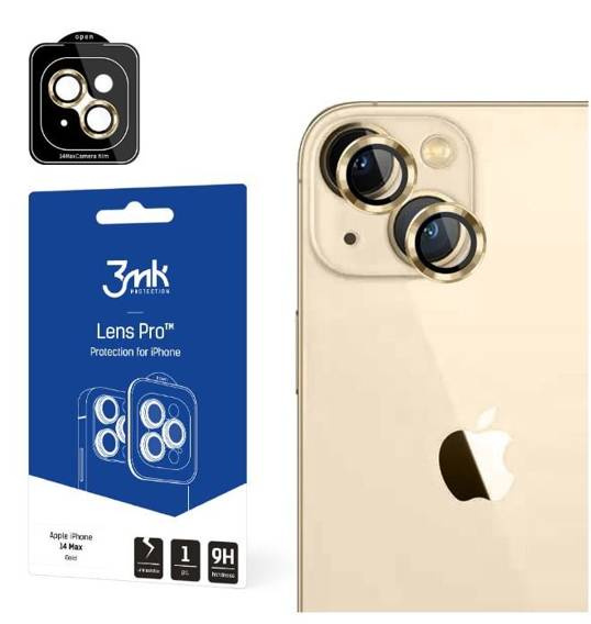 Tempered Glass for Camera IPHONE 14 PLUS 3MK Lens Protection Pro gold