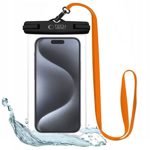 Waterproof Cover 6.9 inch Tech-Protect UWC7 Universal Waterproof Case black and orange