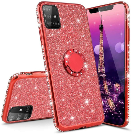 HUAWEI Y5P Diamond Ring case red glitter